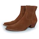Saint Laurent, Lukas western boots in brown suede