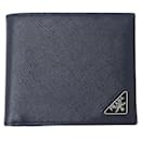 Prada Saffiano Men's Compact Wallet Navy