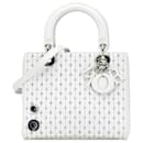 Dior White Medium Calfskin Embroidered Flower Lady Dior