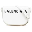 Balenciaga White XS Grained Calfskin Logo Ville Day Crossbody