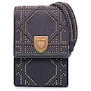 Dior Gray Studded Denim Vertical Diorama Crossbody