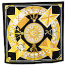 Hermès Black Sextants Silk Scarf