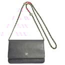 Chanel Fuchsia Camellia Leather Wallet on Chain