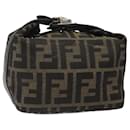 Pochette en toile Zucca FENDI Sac Noir Marron Argent Auth ar13639 - Fendi