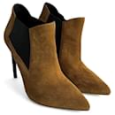 Classic Paris Ela Suede High Heel Ankle Boots 40 1/2 Cinnamon - Saint Laurent