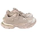  Balenciaga Track 0.3 Distressed Sneakers in Beige Polyester