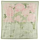 Hermès Green Les Pivoines Silk Scarf