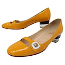 CHRISTIAN LOUBOUTIN SHOES 38 YELLOW PATENT LEATHER HEEL BALLET FLATS - Christian Louboutin