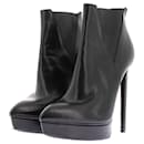 Bottines à talons en cuir - Saint Laurent