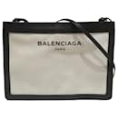 Balenciaga Navy Pochette Canvas Leather Bag