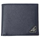 Prada Men's Bi-fold Wallet in Navy Saffiano Leather