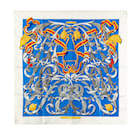 Hermès Blue Le Mors A La Conetable Silk Scarf