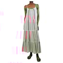 Pink and white tiered midi dress - size XS - Autre Marque