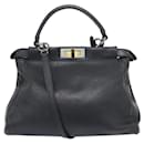 FENDI PEEKABOO MM 8BN226 REGULAR BLACK LEATHER SHOULDER BAG - Fendi