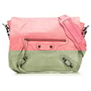 Balenciaga Pink Lambskin Motocross Classic Folk Crossbody