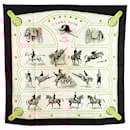 Hermès White Cadre Noir Silk Scarf