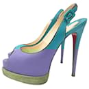 CHRISTIAN LOUBOUTIN Palais Royal Blue Slingback Sandals Sz.38 pre-owned - Christian Louboutin