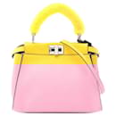 Fendi Yellow Mini Leather Peekaboo Iconic Satchel