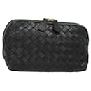 BOTTEGA VENETA INTRECCIATO Pouch Leather Black Auth BA2423 - Autre Marque