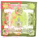 Foulard HERMES Carré 90 ""SANSSOUCY"" Soie Rouge Auth hk2695 - Hermès