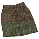Jupe en toile Zucca FENDI noire et marron Auth 126349V - Fendi