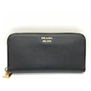 Prada Long Bill Wallet in Black Saffiano Leather