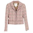 Chanel Houndstooth Tweed Blazer in Pink Cotton