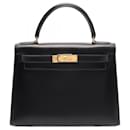 Hermes Box Calf Kelly Handbag 28 2way Black Stamp W (1993) - Hermès