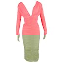  Alex Perry Marin Ruched Midi Dress in Coral Polyamide - Autre Marque