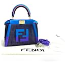 Fendi Peekaboo Mini FF Logo Leather Denim 2way Bag
