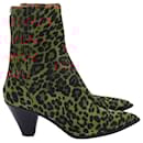  Aquazzura Saint Honore Printed Ankle Boots in Brown Suede