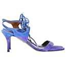  Aquazzura Ankle Tie Strap Sandal Heels in Blue Suede
