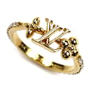 Louis Vuitton Gold Plated Rhinestone Band Ring