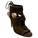 Aquazzura Olive Green Suede Sexy Thing Sandals