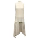Raquel Allegra Light Grey Handmade Silk Top and Skirt Two-Piece Set - Autre Marque