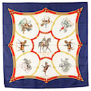 Hermès Blue French School of Riding Silk Scarf