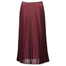 Jupe midi plissée perforée Fendi en mohair rouge