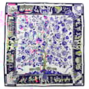 Écharpe en soie Hermès en bleu, rose et blanc