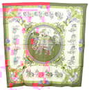 HERMES Carré 90 Écharpe "CAPARACONS DE LA FRANCE ET DE L'INDE" Soie Auth 124561 - Hermès