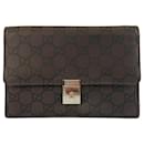 Gucci GG Pattern Brown Nylon Clutch Bag