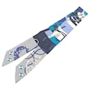 Hermès Blue Tours de Cles Twilly Silk Scarf