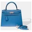 HERMES Kelly 25 Bag in Blue Leather - 102668 - Hermès