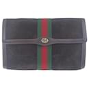 Gucci Old Gucci Sherry Line Suede/Leather Clutch Bag