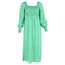Rixo Marianne Shirred Floral-Print Midi Dress in Green Viscose - Autre Marque