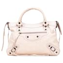 Balenciaga Pink Lambskin Motocross Classic Town Satchel