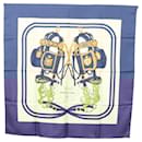 Foulard HERMES Carré 90 ""BRIDES de GALA"" Soie Bleu Auth 121275 - Hermès