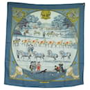FOULARD HERMES PRESENTATION DES CHEVAUX CARRE 90 1ERE EDITION DE 1970 SCARF - Hermès
