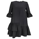 Alexander McQueen Ruffled Mini Dress in Black Wool - Alexander Mcqueen