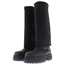 Bottes en cuir noir et tige néoprène - Autre Marque