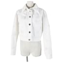 Chanel Cotton COCO Mark Button Camellia Embossed Cropped Denim Jacket
